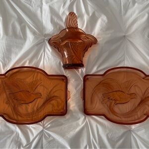 Vintage Indiana Glass Bird of Paradise depression glass